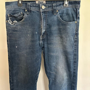 VTG Men's Petrol Grease Monkey Slim Straight Distressed Jeans Size 34 Blue Denim